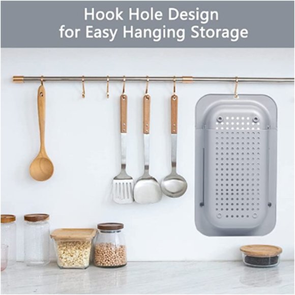 Extendable Over-the-Sink Kitchen Strainer - Colander Basket Set w/ Bowl  (Grey) - Picture 7 of 7